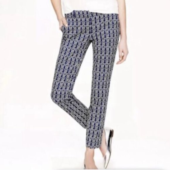 J Crew Cafe Capri Size 10 Navy White Nautical